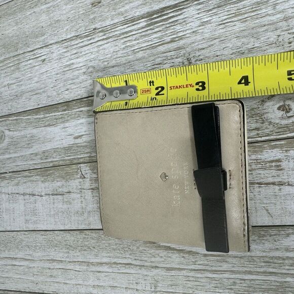 Kate Spade Ivory Black Bow Fold Up Mini Wallet Card Holder ID Case Snap Close - Picture 11 of 12